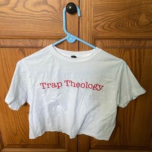 Cropped trap theology tee